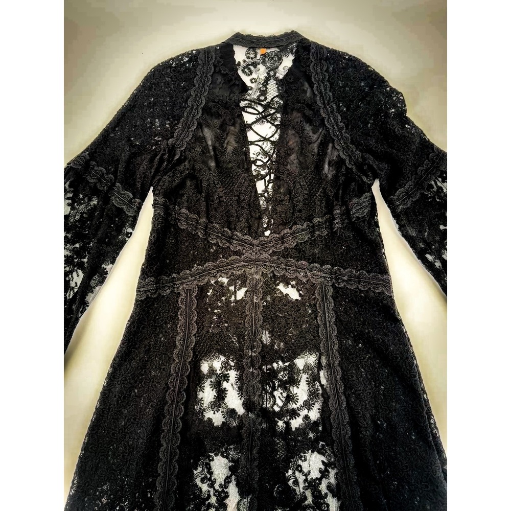 Double D Ranch Montoya Black Lace Maxi Dress Western Boho Women Medium RARE VTG - Picture 8 of 9
